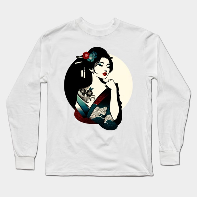 Femme fatale geisha Long Sleeve T-Shirt by InnerMirrorExpressions